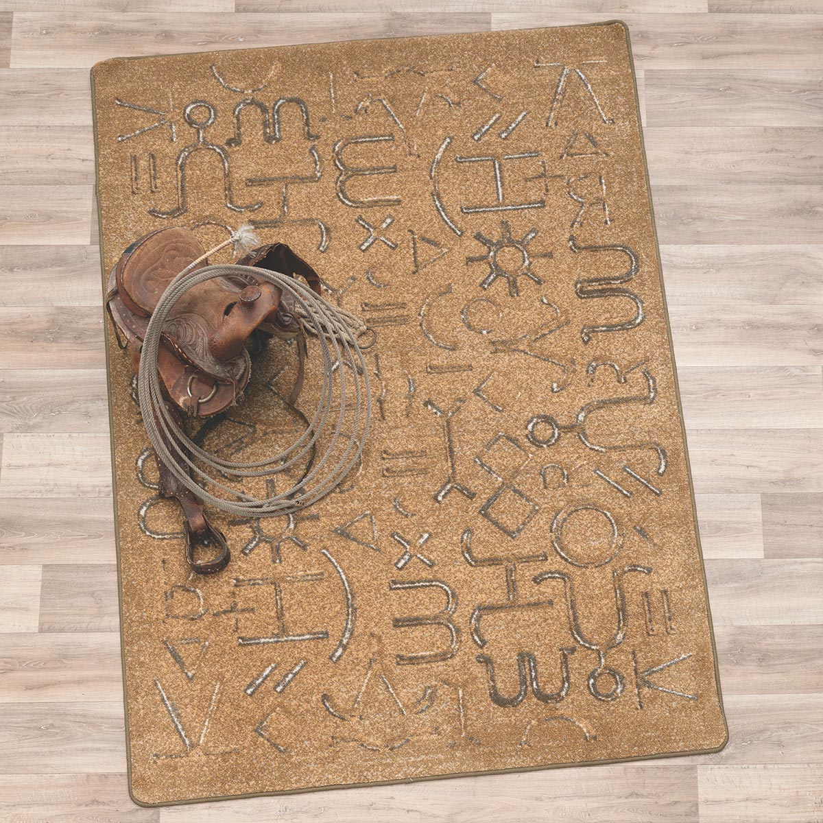 Leather Style Cattle Brands Rug Collection