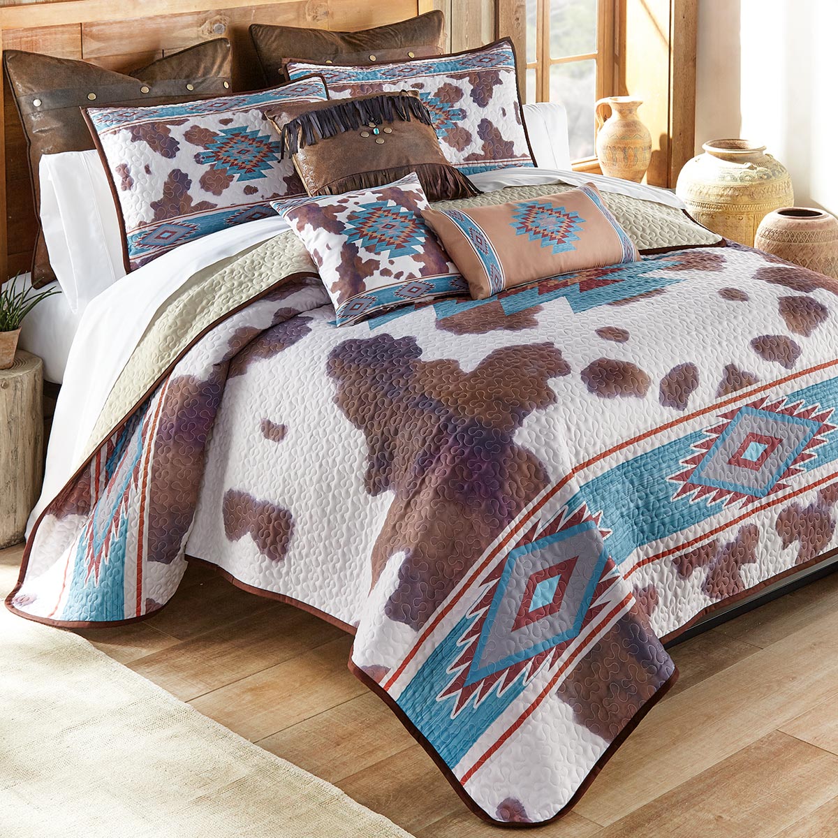 Aztec Cowhide Quilt Bedding - CLEARANCE