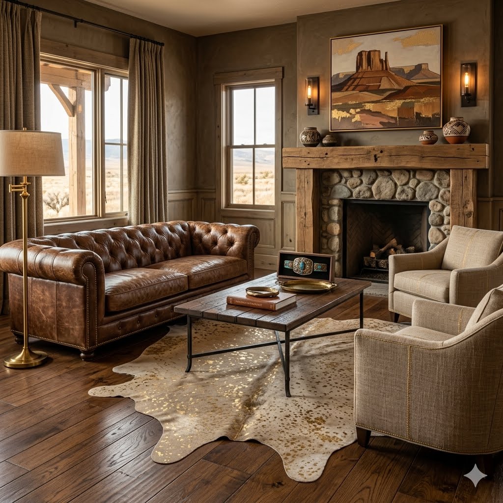 Metallic Gold & Tan Cowhide Rugs