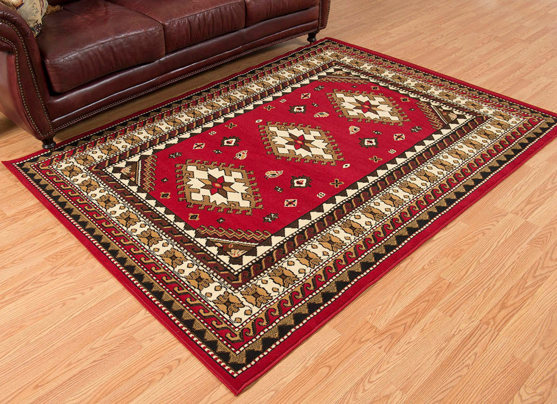 Tres Diamonds Red Rug Collection