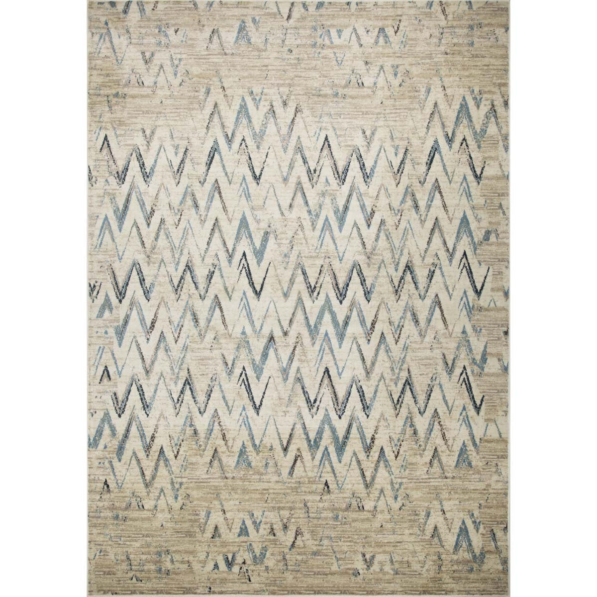 Ivory & Blue Chevron Rug Collection