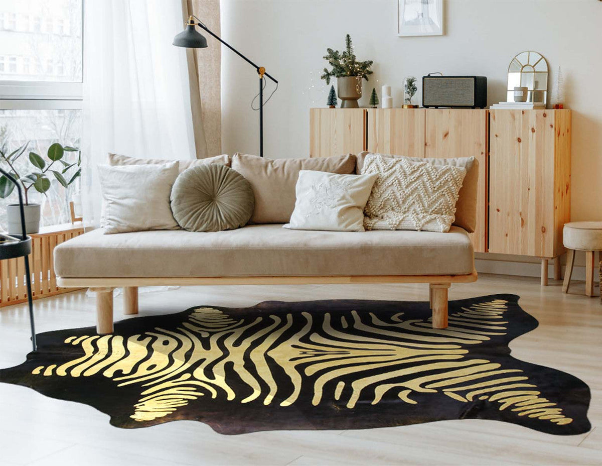 Lemon Zebra Cowhide Rugs