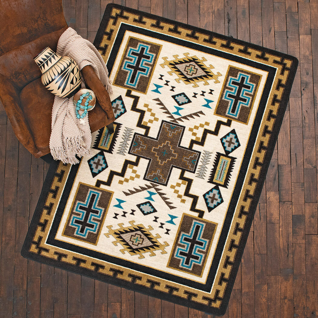 Double Cross Blue Rug Collection