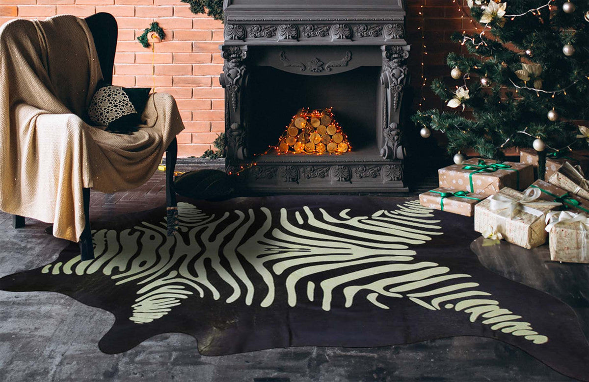 Lime Zebra Cowhide Rugs