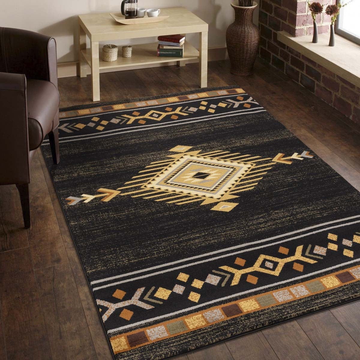 Gold Rush Diamond Black Rug Collection