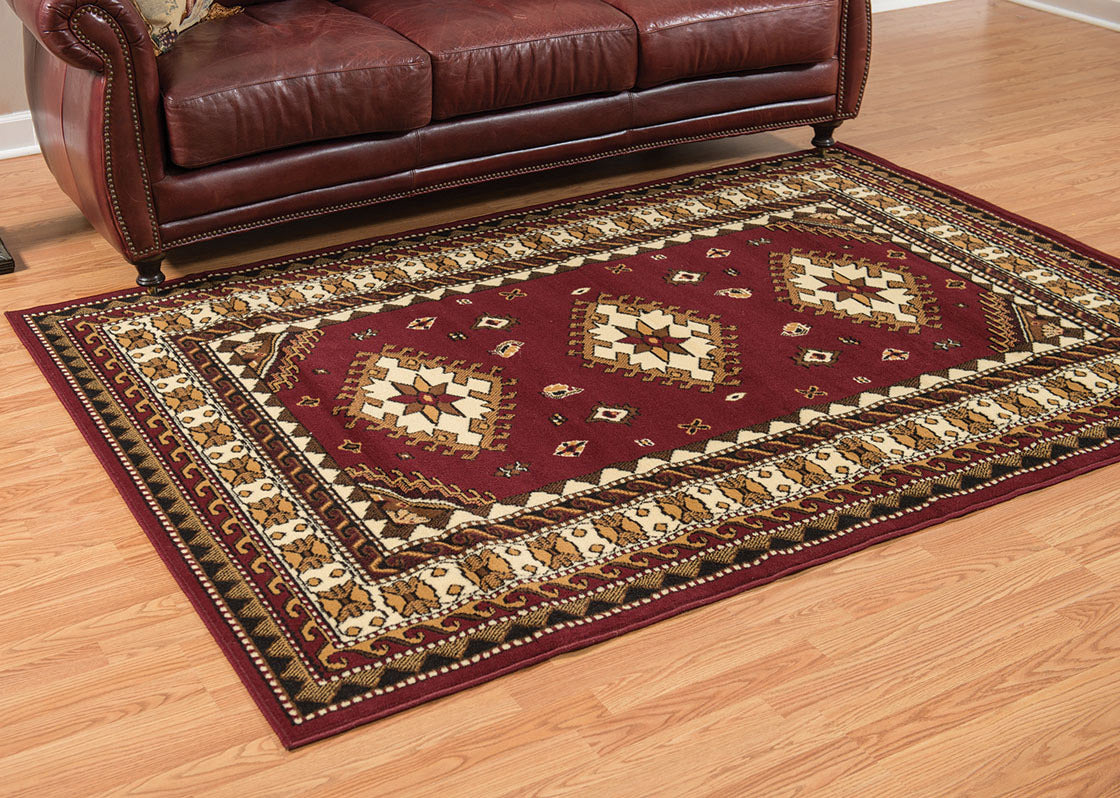 Tres Diamonds Burgundy Rug Collection
