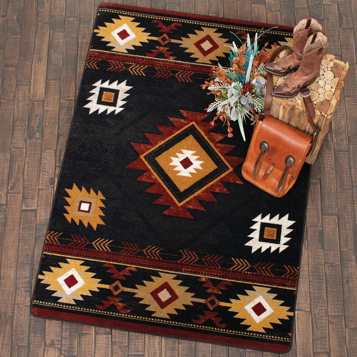 Diamond Creek Black & Tan Rug Collection