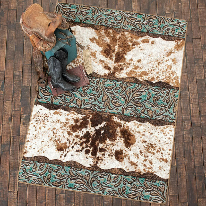 Vaquero Turquoise Cowhide Rug Collection | Lone Star Western Decor