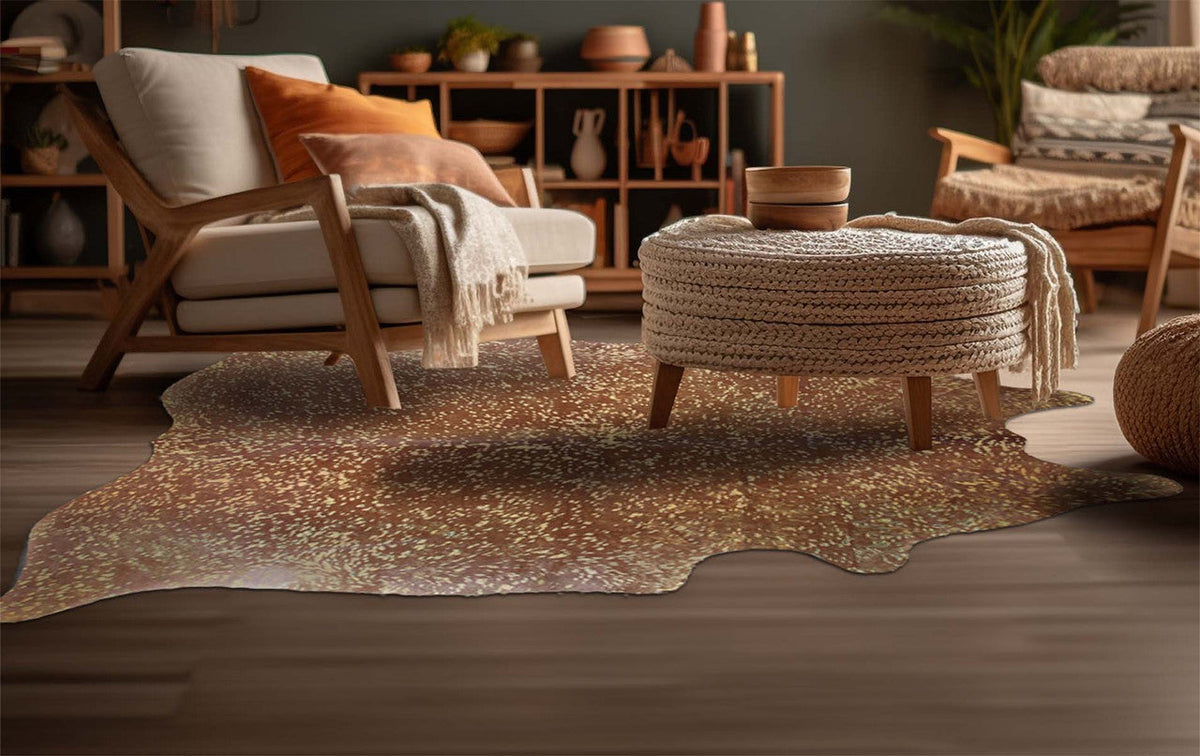 Gold Specked Brown Cowhide Rugs