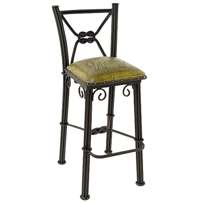 Coronado Iron Stool with Back - Mustard Bronco