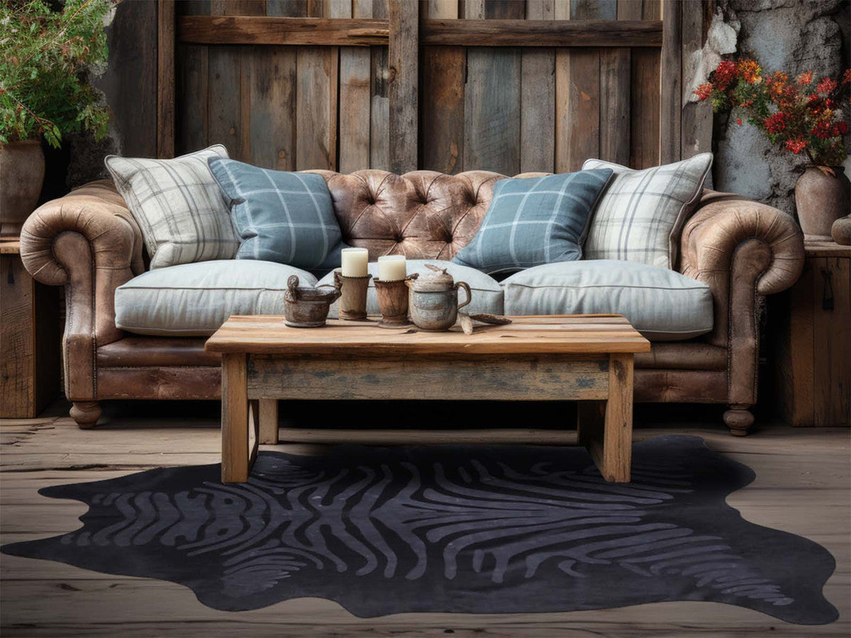 Black Zebra Cowhide Rugs