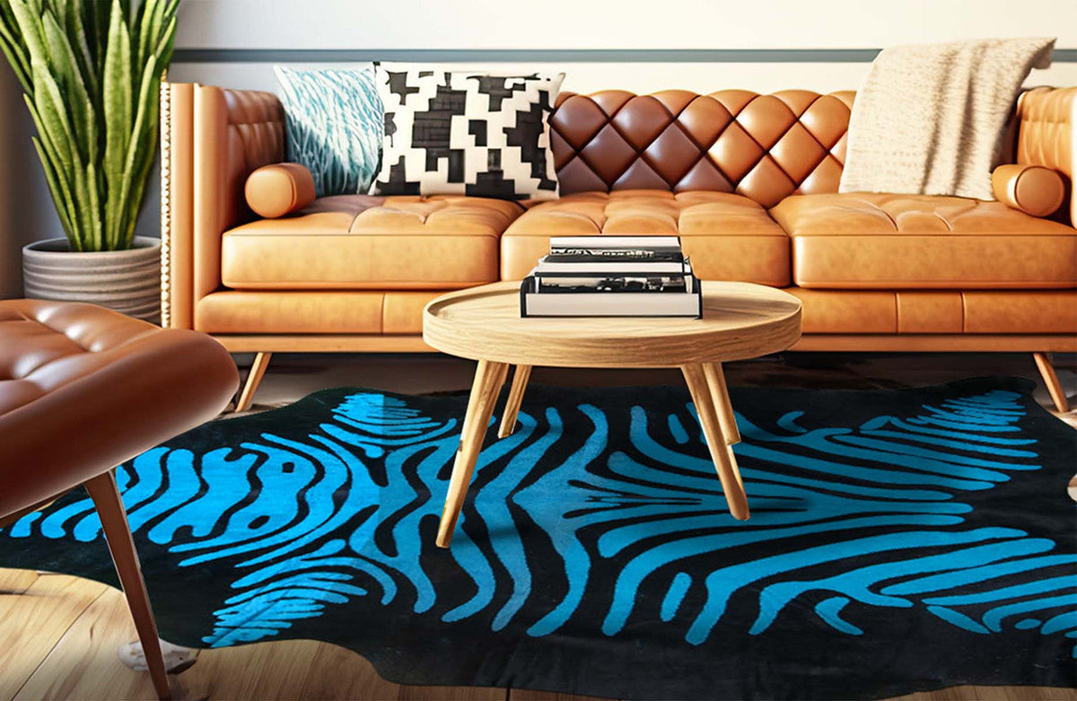 Blue Zebra Cowhide Rugs