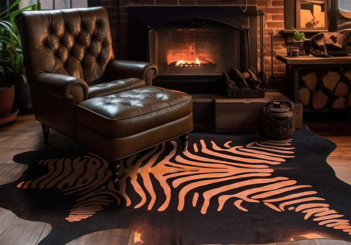 Orange Zebra Cowhide Rugs
