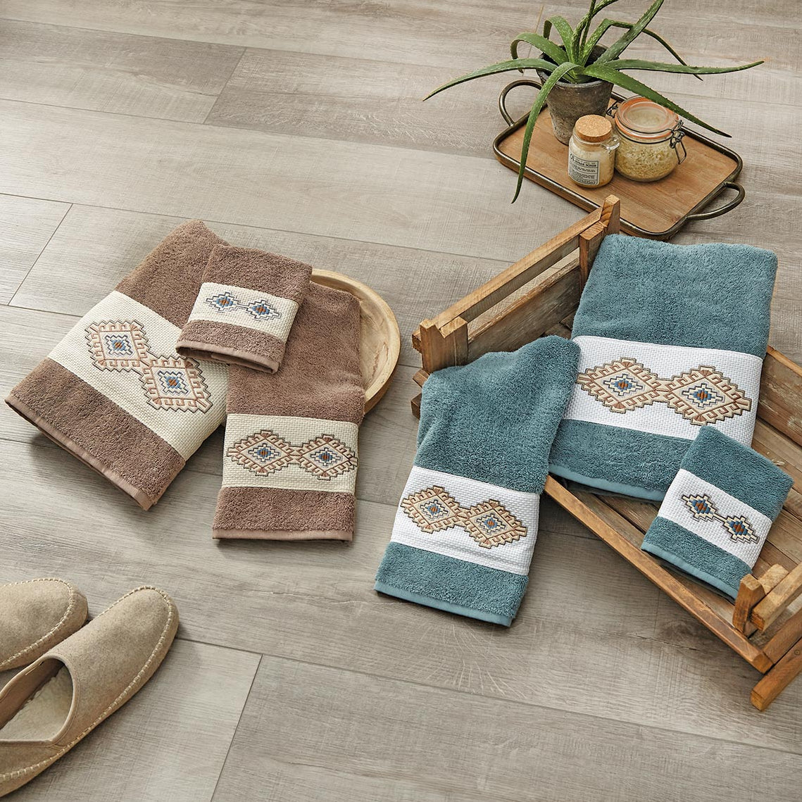 Southwest Diamond Embroidered Towels