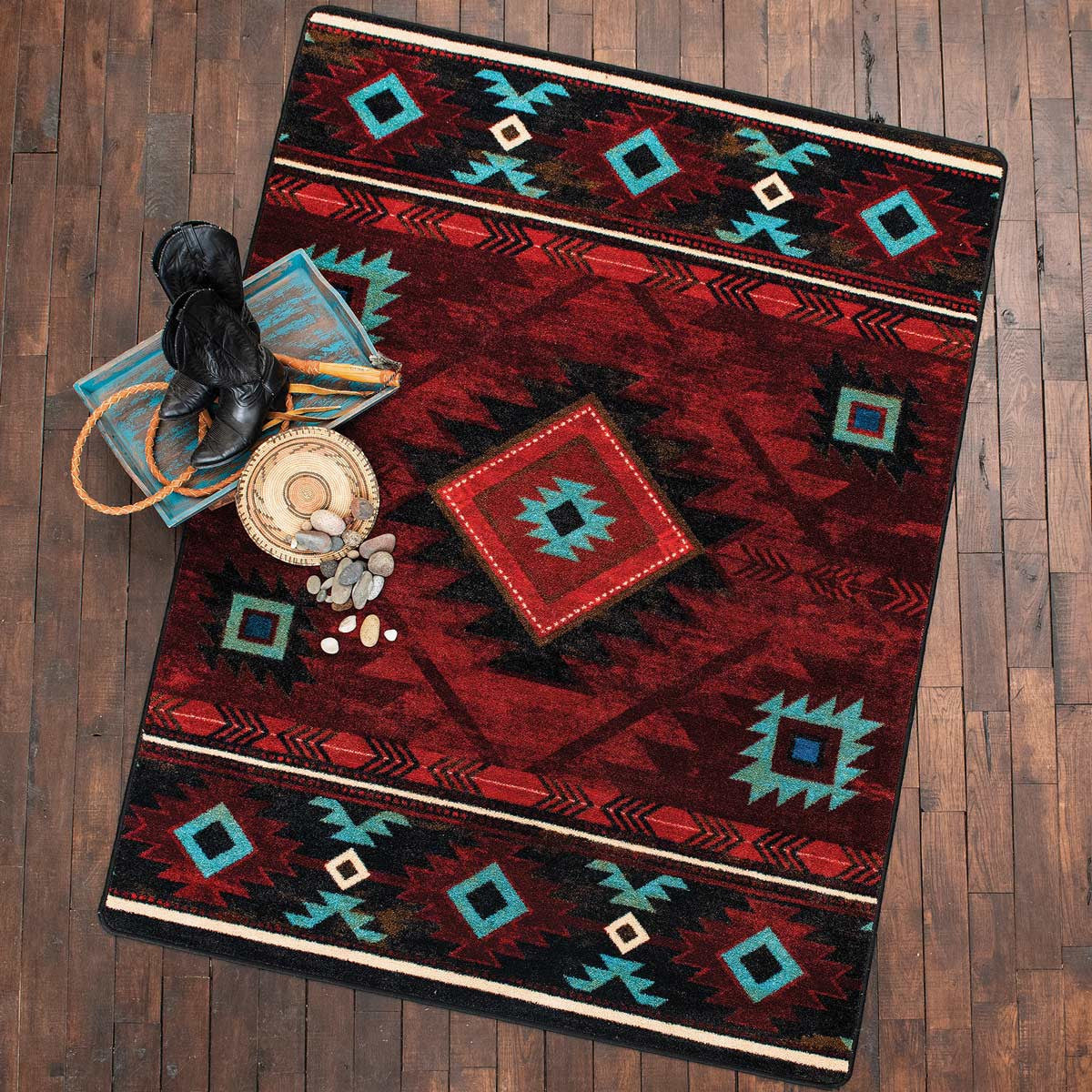 Whiskey River Red Rug Collection
