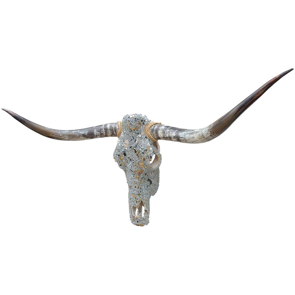 Authentic Longhorn Skull with Platinum Glass