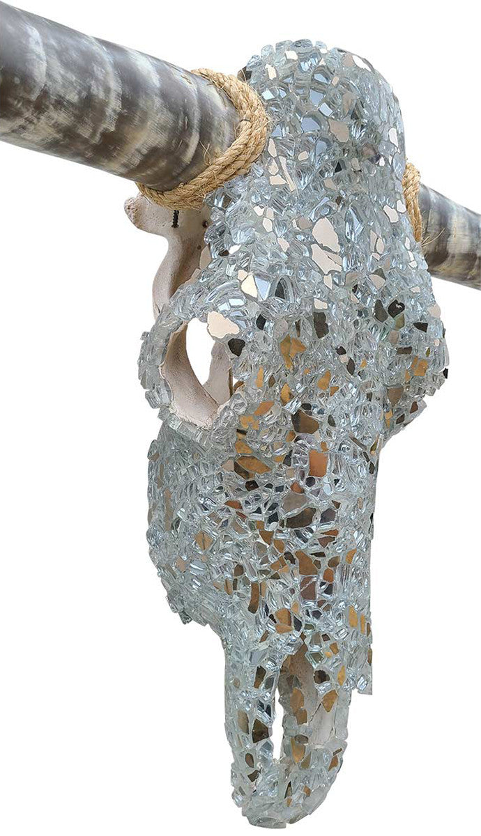 Authentic Longhorn Skull with Platinum Glass