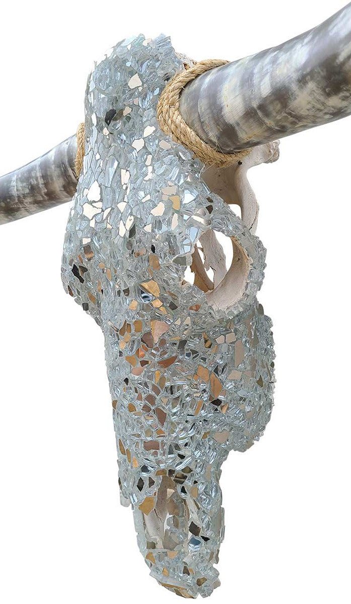 Authentic Longhorn Skull with Platinum Glass