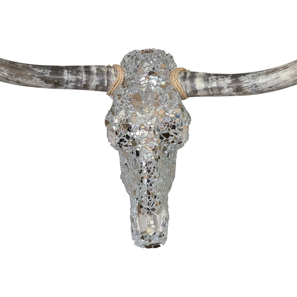 Authentic Longhorn Skull with Platinum Glass