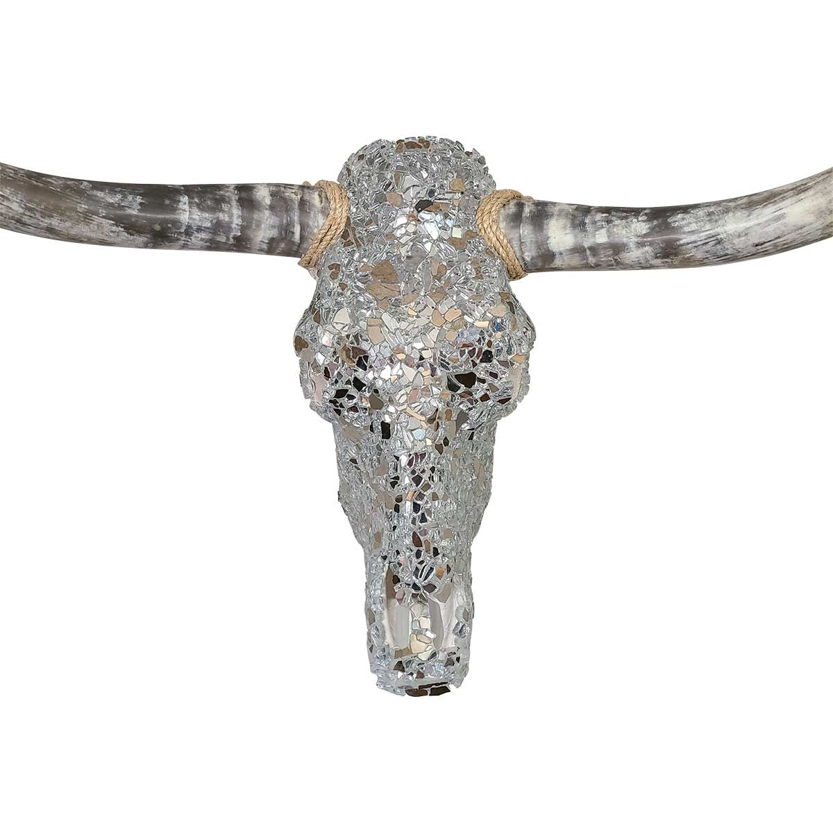 Authentic Longhorn Skull with Platinum Glass
