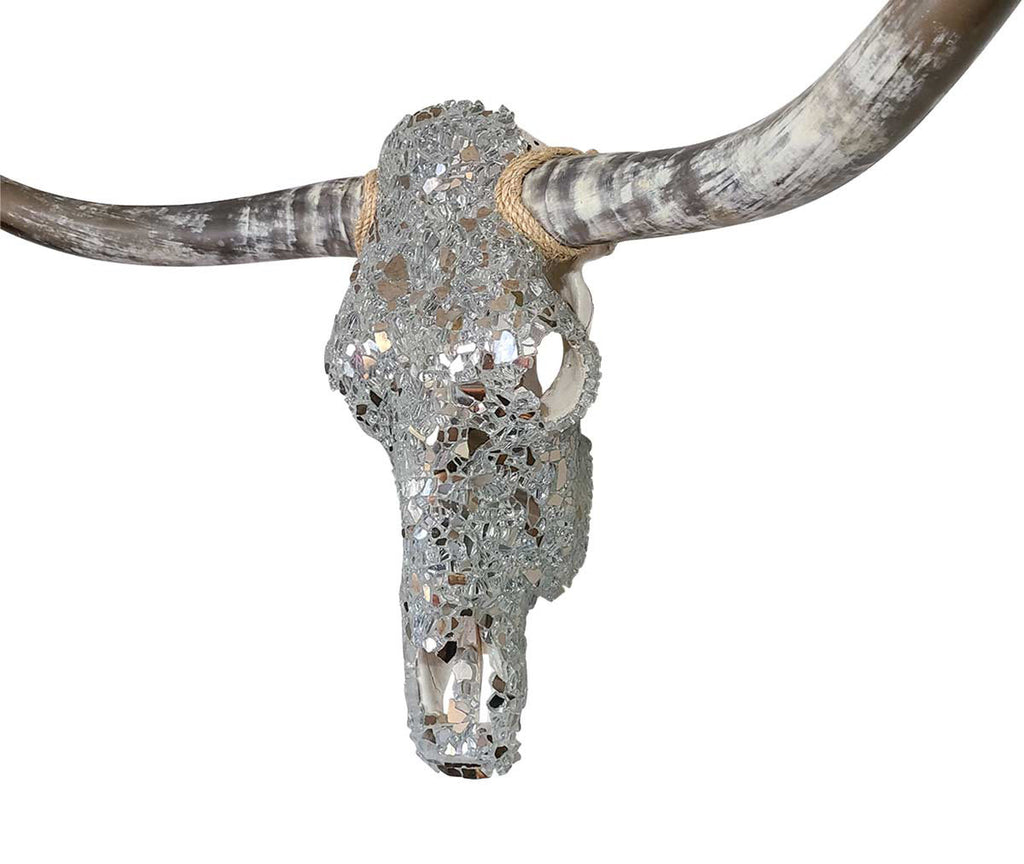 Authentic Longhorn Skull with Platinum Glass