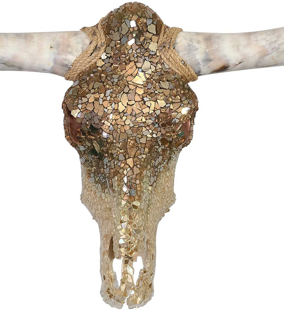 Authentic Longhorn Skull with Rose Gold Ombre Glass
