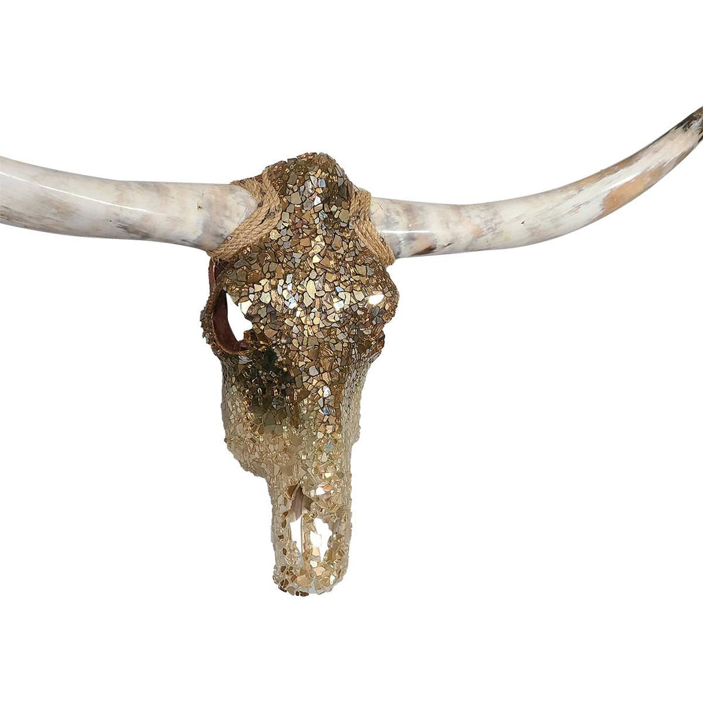 Authentic Longhorn Skull with Rose Gold Ombre Glass