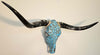 Authentic Black Longhorn Skull with Turquoise Stone