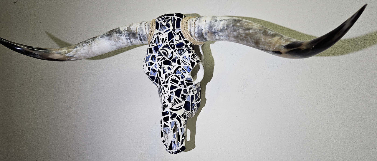 Authentic Longhorn Skull with Blue Stone
