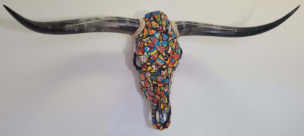 Authentic Longhorn Skull with Multi-Colored Stone