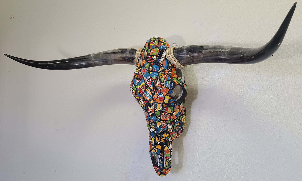 Authentic Longhorn Skull with Multi-Colored Stone