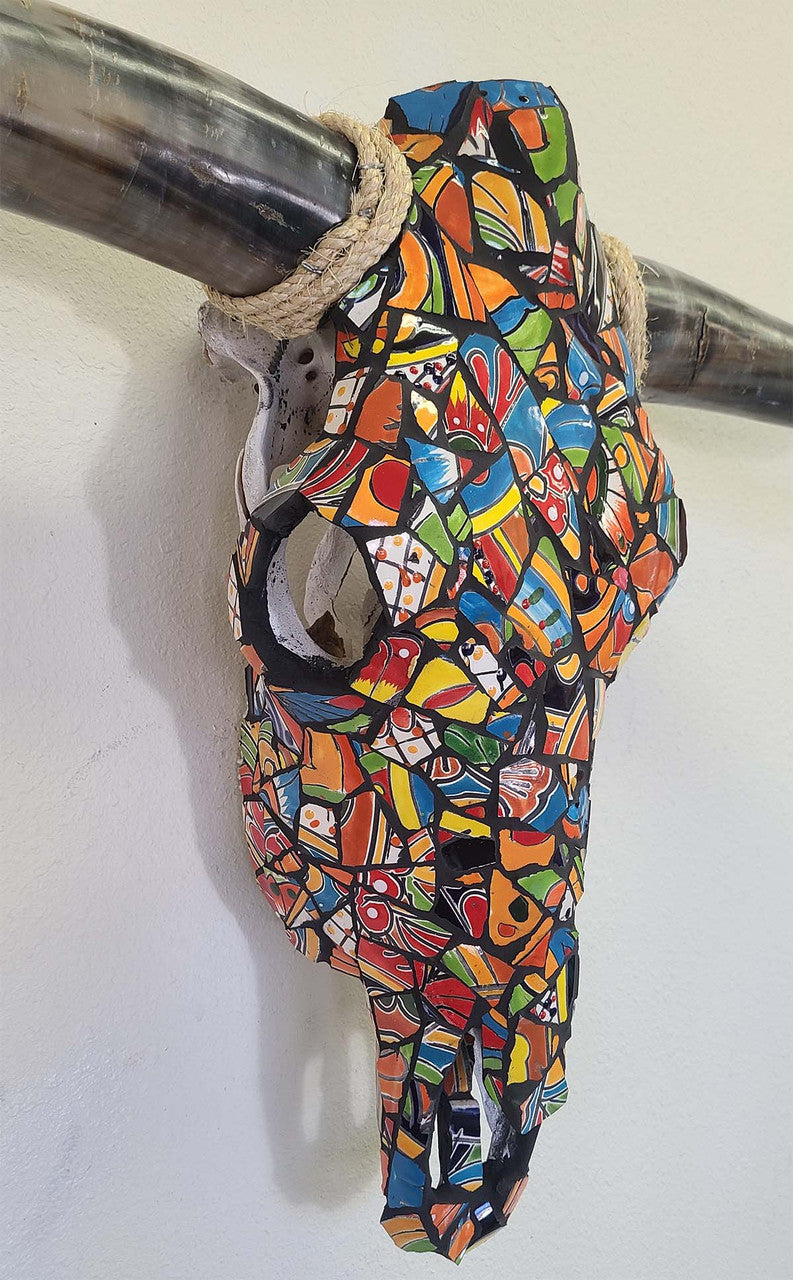 Authentic Longhorn Skull with Multi-Colored Stone
