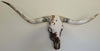 Authentic Longhorn Skull with Cowhide & Copper Glass