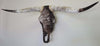 Authentic Longhorn Skull with Brindle Cowhide & Bronze Glass Bands