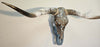 Authentic Longhorn Skull with Acid Wash Turquoise Cowhide & Lagoon Glass