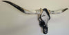 Authentic Longhorn Skull with Salt & Pepper Cowhide & Black Glass