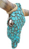 Authentic Longhorn Skull with Turquoise Stone - Brown Grout