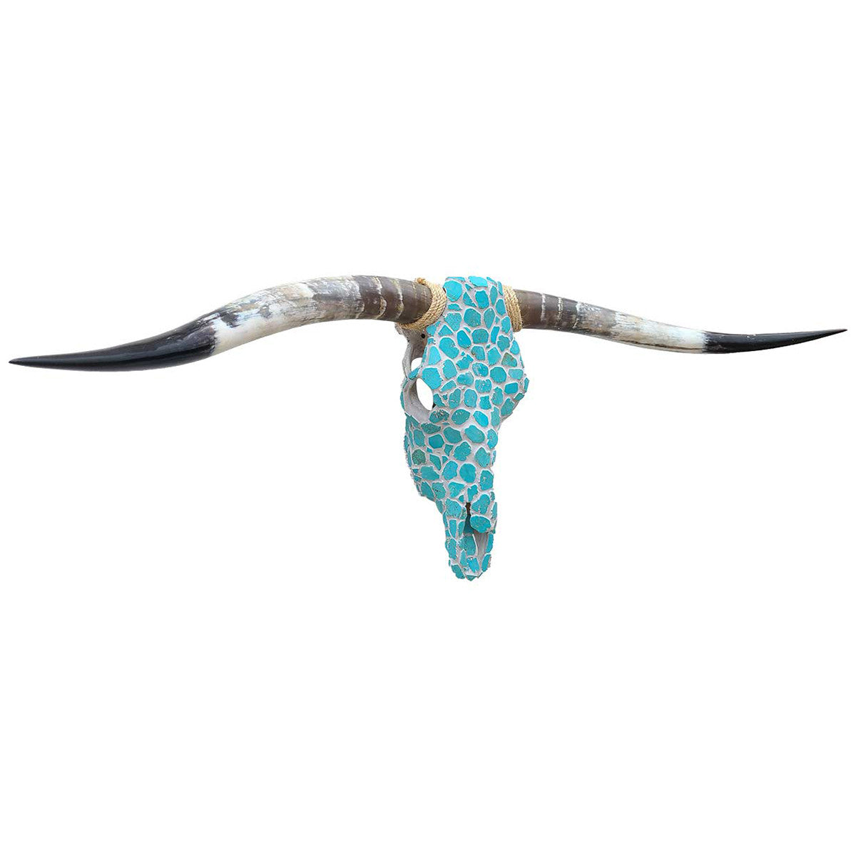 Authentic Longhorn Skull with Turquoise Stone - Gray Grout