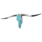 Authentic Longhorn Skull with Turquoise Stone - Gray Grout