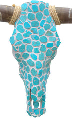 Authentic Longhorn Skull with Turquoise Stone - Gray Grout