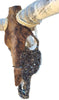 Authentic Longhorn Skull with Brindle Cowhide & Bronze Glass