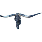 Authentic Longhorn Skull with Black Cowhide & Glass