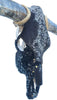 Authentic Longhorn Skull with Black Cowhide & Glass