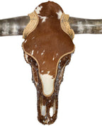 Authentic Longhorn Skull with Brown Cowhide & Copper Glass
