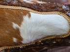 Authentic Longhorn Skull with Brown Cowhide & Copper Glass
