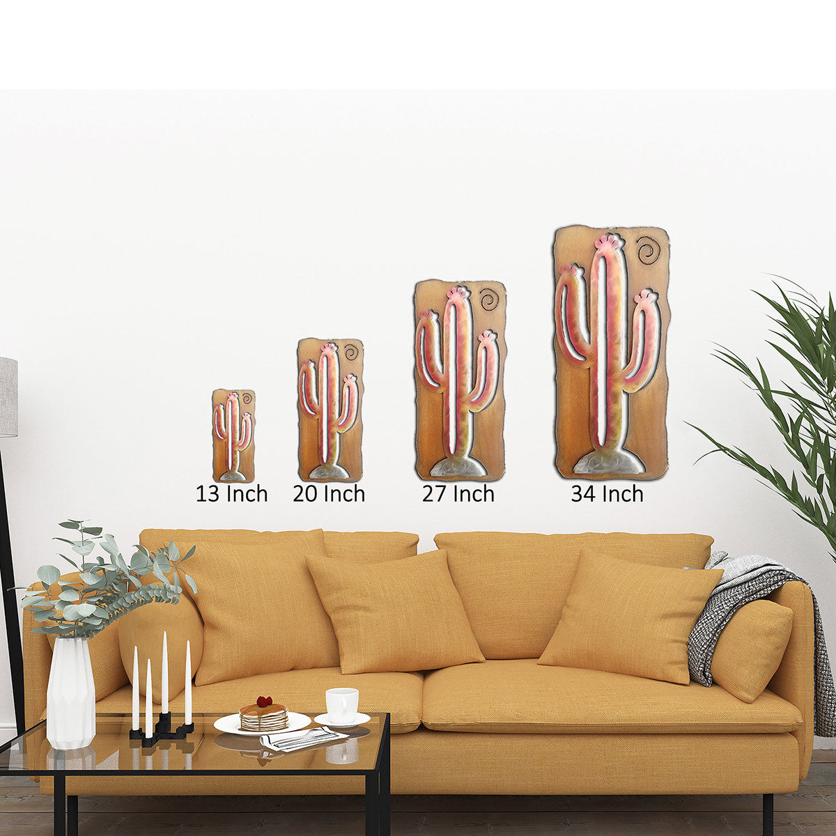Sunset Cactus Rectangular Cutout Wall Art