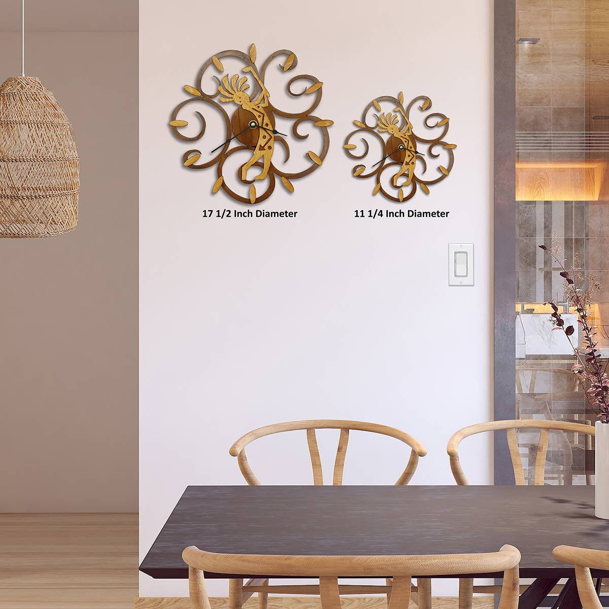 Golfing Kokopelli Swirl Wall Clock