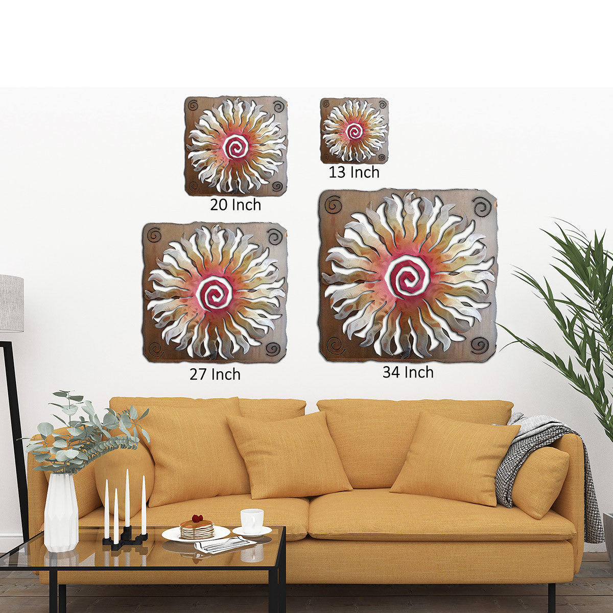 Desert Sunburst Square Cutout Wall Art