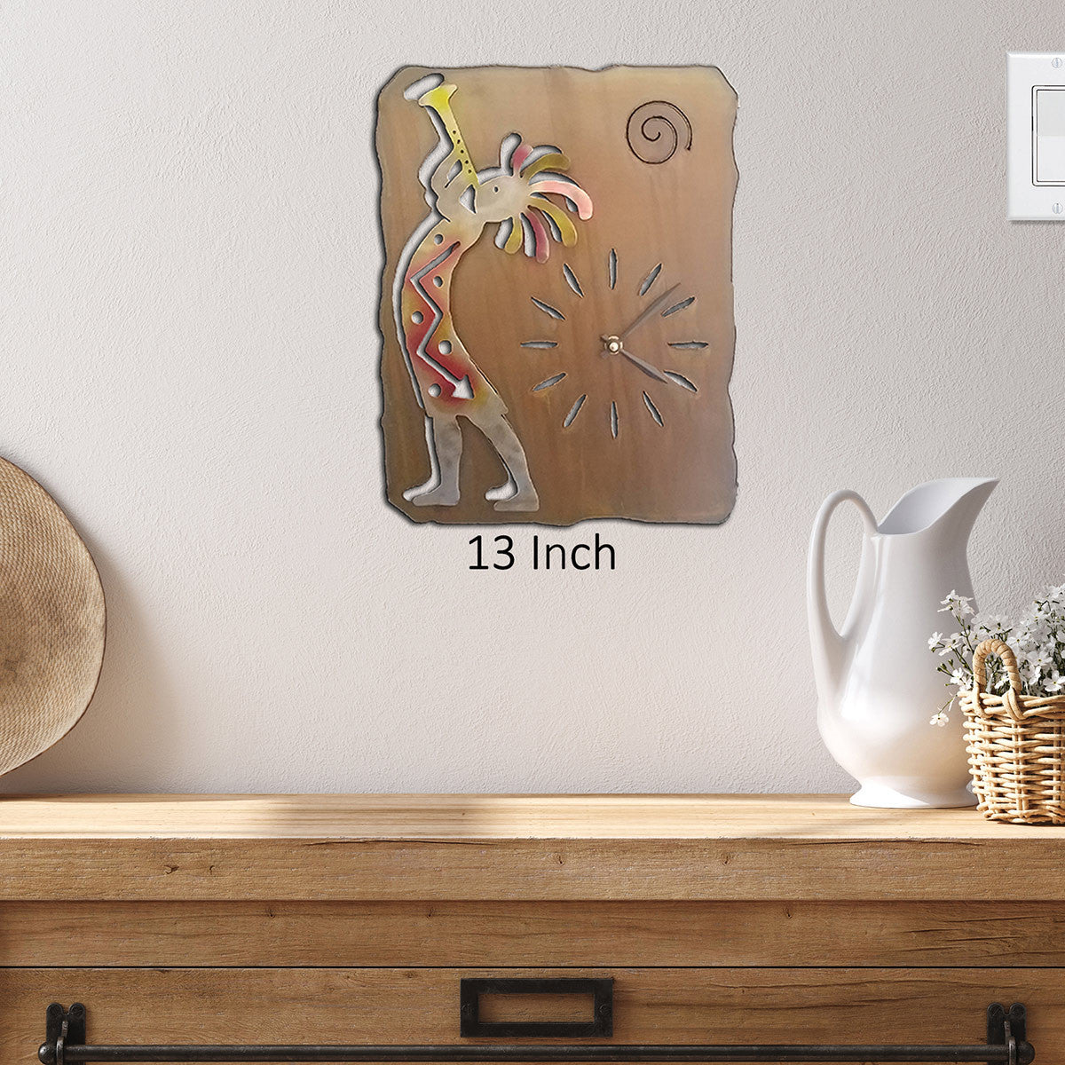 Kokopelli Playing Trumpet Wall Clock