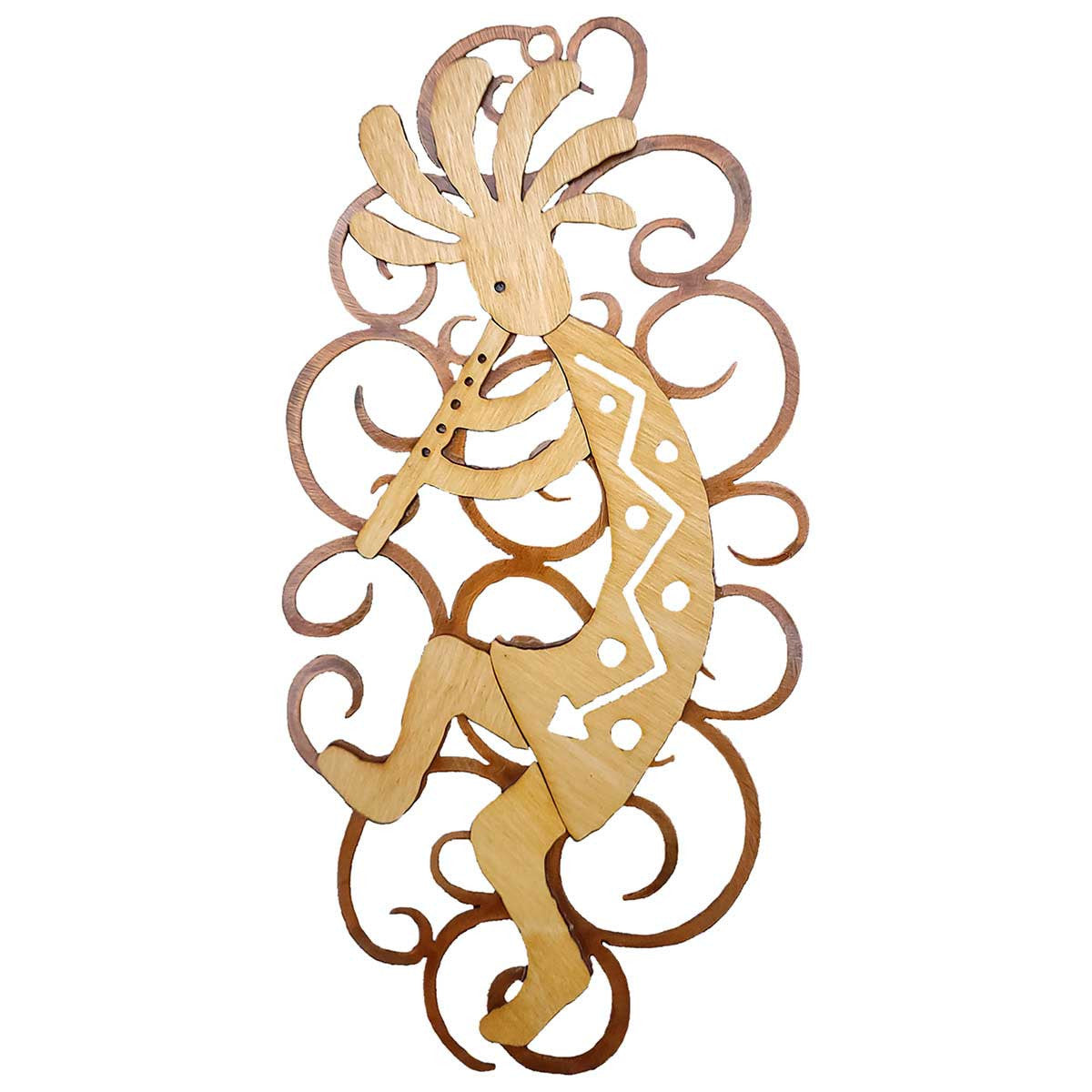 Dancing Kokopelli Cutout Swirl Wall Art